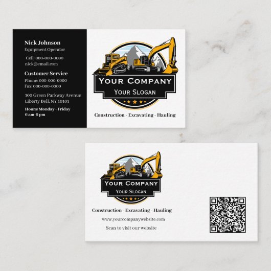 Professioneel Zwaar Materiaalbouwbedrijf Visitekaartje (Voorkant / Achterkant)