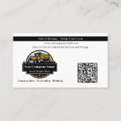 Professioneel Zwaar Materiaalbouwbedrijf Visitekaartje (Achterkant)