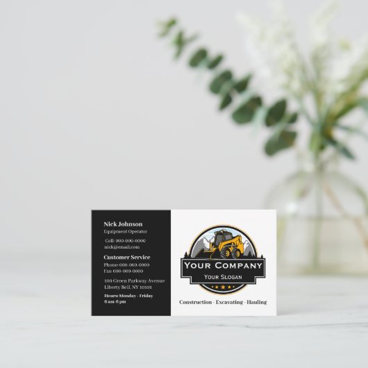 Professioneel Zwaar Materiaalbouwbedrijf Visitekaartje (Staand voorkant)