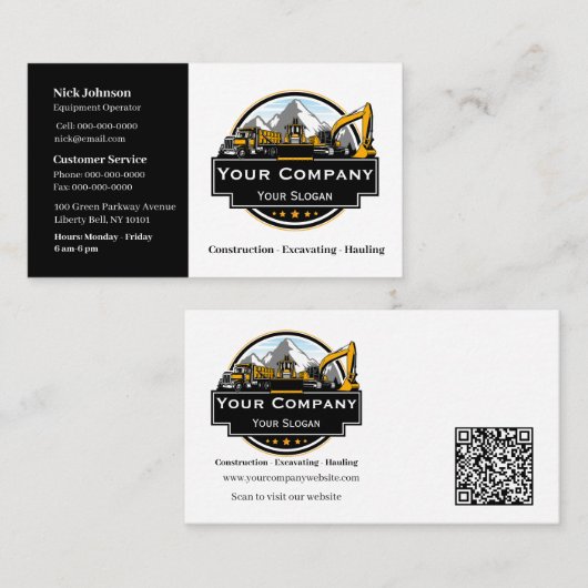 Professioneel Zwaar Materiaalbouwbedrijf Visitekaartje (Voorkant / Achterkant)