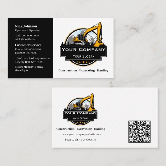 Professioneel Zwaar Materiaalbouwbedrijf Visitekaartje (Voorkant / Achterkant)