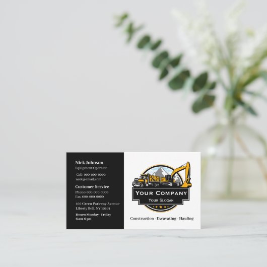 Professioneel Zwaar Materiaalbouwbedrijf Visitekaartje (Staand voorkant)