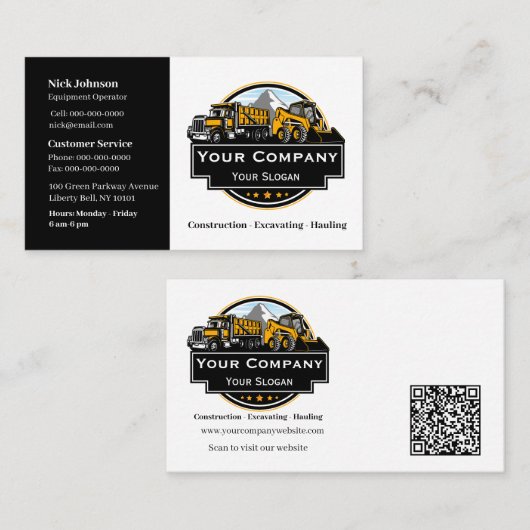 Professioneel Zwaar Materiaalbouwbedrijf Visitekaartje (Voorkant / Achterkant)