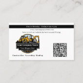 Professioneel Zwaar Materiaalbouwbedrijf Visitekaartje (Achterkant)