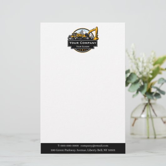 Professioneel Zwaar Materieel Bouwbedrijf Briefpapier (Staand voorkant)