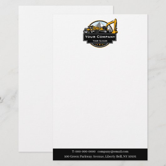 Professioneel Zwaar Materieel Bouwbedrijf Briefpapier (Voorkant / Achterkant)
