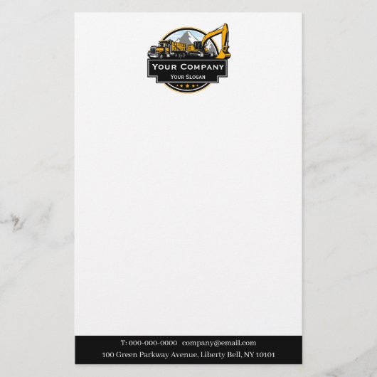 Professioneel Zwaar Materieel Bouwbedrijf Briefpapier (Voorkant)