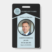 Professioneel Zwart Blauw Foto-ID Badge (Voorkant)