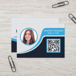 Professioneel zwart Blauw voeg uw Logo QR-code toe Visitekaartje