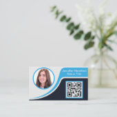 Professioneel zwart Blauw voeg uw Logo QR-code toe Visitekaartje (Staand voorkant)