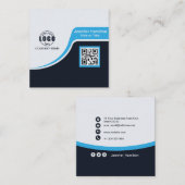 Professioneel Zwart Blauw voegt uw Logo QR-code Bu Vierkante Visitekaartje (Voorkant / Achterkant)