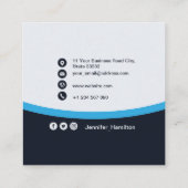 Professioneel Zwart Blauw voegt uw Logo QR-code Bu Vierkante Visitekaartje (Achterkant)