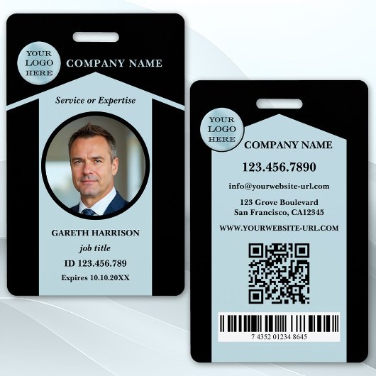 Professioneel zwart blauwe foto ID Badge