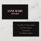 Professioneel Zwart Blush Roze Girly Elegant Class Visitekaartje (Voorkant / Achterkant)