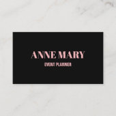 Professioneel Zwart Blush Roze Girly Elegant Class Visitekaartje (Voorkant)