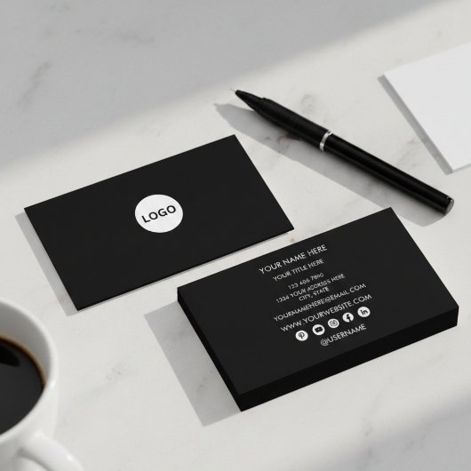 Professioneel Zwart Cirkel Logo Modern Visitekaartje