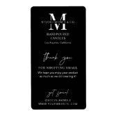 Professioneel zwart Dank u Monogramed Box Seal Etiket (Voorkant)