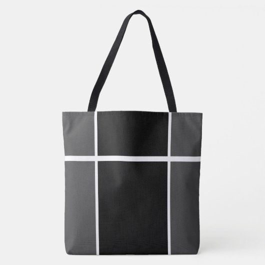 Professioneel Zwart Donkergrijs Wit Kleurblok Tote Bag (Voorkant)