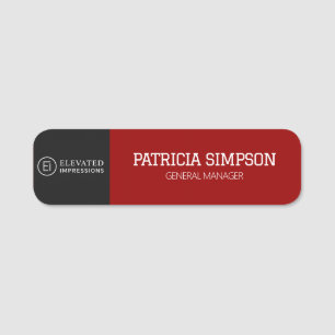 Professioneel zwart donkerrood luxe logo stijl naamplaatje