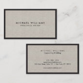 Professioneel zwart en bruin linnen Visitekaartje (Voorkant / Achterkant)
