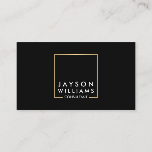 Professioneel Zwart en Faux Goud Vierkant Logo II Visitekaartje (Voorkant)