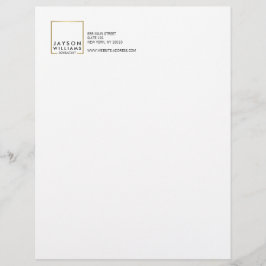 Professioneel Zwart en Faux Gouden Vierkant Logo Custom Briefhoofd