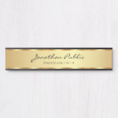 Professioneel zwart en goud handgeschreven script deurbordje (Voorkant)