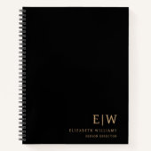 Professioneel zwart en goud monogram Initiaal Notitieboek (Voorkant)