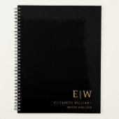 Professioneel zwart en goud monogram Initiaal Planner (Voorkant)
