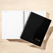 Professioneel zwart en goud monogram Initiaal Planner