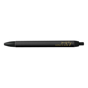 Professioneel zwart en goud script Classy Mrs. Zwarte Inkt Pen