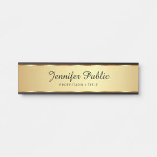 Professioneel zwart en goud typografie script deurbordje