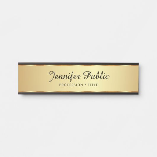 Professioneel zwart en goud typografie script deurbordje (Voorkant)