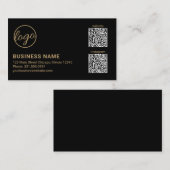 Professioneel zwart en gouden logo QR-code modern Visitekaartje (Voorkant / Achterkant)