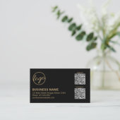 Professioneel zwart en gouden logo QR-code modern Visitekaartje (Staand voorkant)