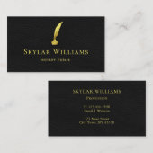 Professioneel zwart en goudvetleder visitekaartje (Voorkant / Achterkant)