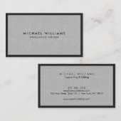 Professioneel zwart en grijs linnen Visitekaartje (Voorkant / Achterkant)