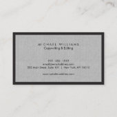 Professioneel zwart en grijs linnen Visitekaartje (Achterkant)