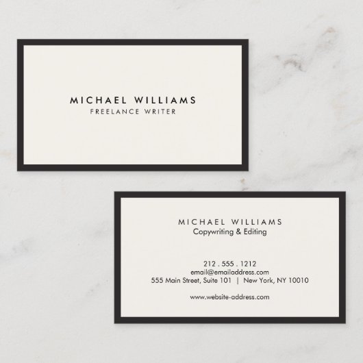 Professioneel zwart en ivoor Visitekaartje (Voorkant / Achterkant)