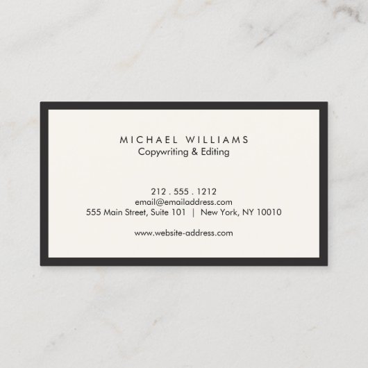 Professioneel zwart en ivoor Visitekaartje (Achterkant)