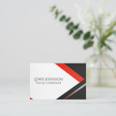 Professioneel zwart en rood, modern, bewerkbaar visitekaartje (Staand voorkant)