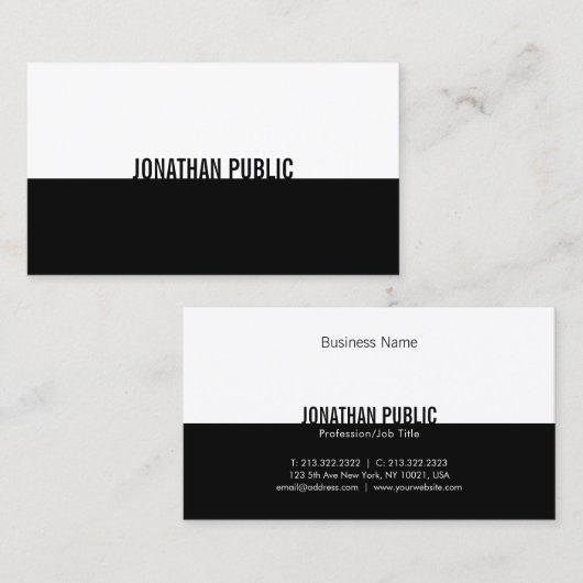 Professioneel, zwart en wit, eenvoudig visitekaartje (Voorkant / Achterkant)