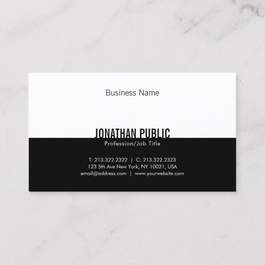 Professioneel, zwart en wit, eenvoudig visitekaartje (Achterkant)
