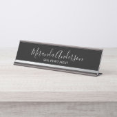 Professioneel zwart en zilver met de Naam van het  Bureau Naambordje (Voorkant)