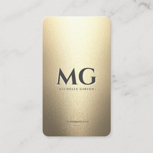 Professioneel zwart faux goud Elegant Monogram Visitekaartje (Voorkant)