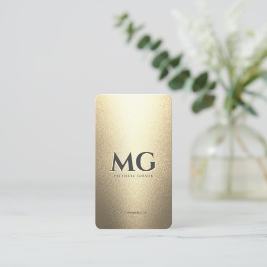 Professioneel zwart faux goud Elegant Monogram Visitekaartje (Staand voorkant)