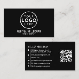 Professioneel zwart generiek logo QR-code Visitekaartje