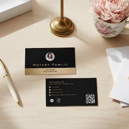 Professioneel Zwart Goud Foto Notaris Zakelijk QR Visitekaartje