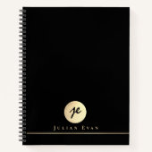 Professioneel Zwart Goud Monogram Executive Spiral Notitieboek (Voorkant)