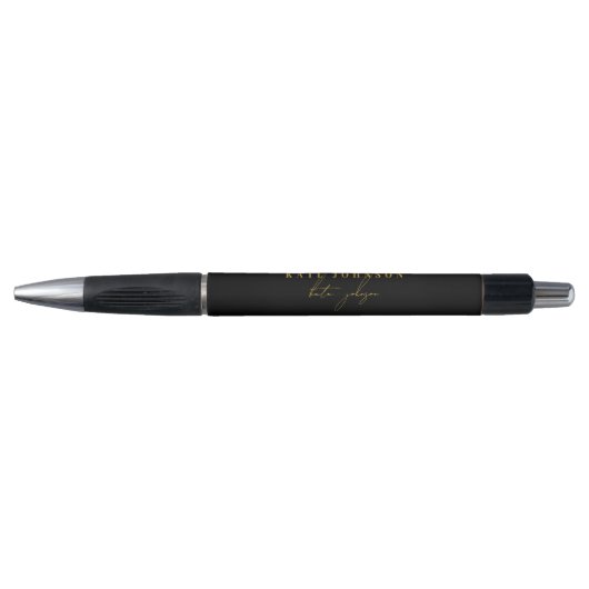 Professioneel zwart goud signature script monogram pen (Voorkant)